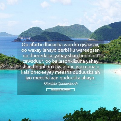 Picture 05 - Yexesqeel 42:20 SOM - Oo afartii dhinacba wuu ka qiyaasay, oo waxay - Bible Verse Picture
