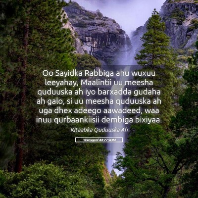 Picture 05 - Yexesqeel 44:27 SOM - Oo Sayidka Rabbiga ahu wuxuu leeyahay, Maalintii - Bible Verse Picture