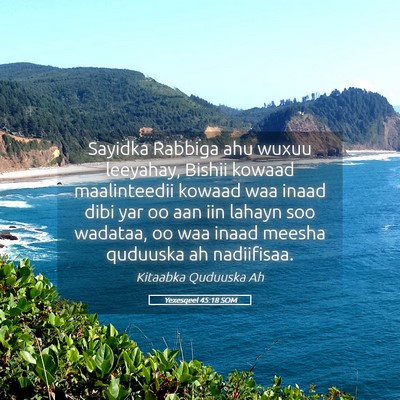 Picture 05 - Yexesqeel 45:18 SOM - Sayidka Rabbiga ahu wuxuu leeyahay, Bishii kowaad - Bible Verse Picture