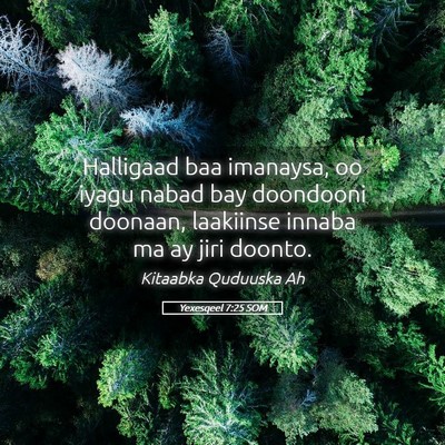 Picture 05 - Yexesqeel 7:25 SOM - Halligaad baa imanaysa, oo iyagu nabad bay - Bible Verse Picture