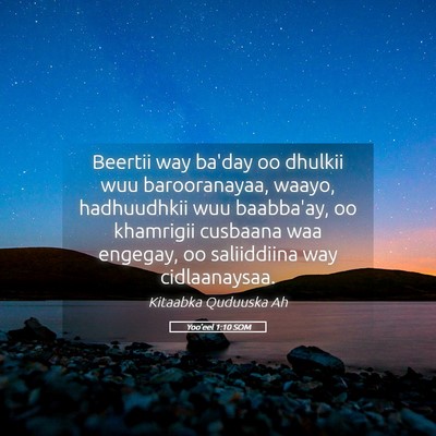 Picture 05 - Yoo'eel 1:10 SOM - Beertii way ba'day oo dhulkii wuu barooranayaa, - Bible Verse Picture