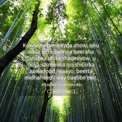 Picture 05 - Yoo'eel 1:11 SOM - Kuwiinna beerreyda ahow, isku naxa, oo kuwiinna - Bible Verse Picture
