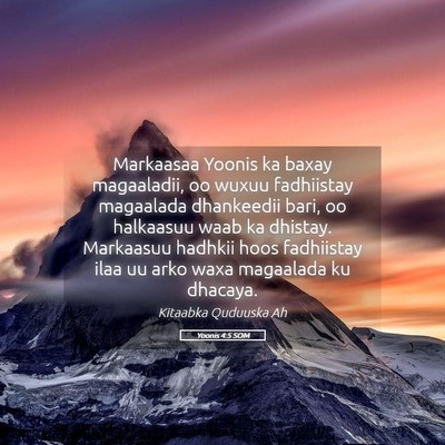 Picture 05 - Yoonis 4:5 SOM - Markaasaa Yoonis ka baxay magaaladii, oo wuxuu - Bible Verse Picture
