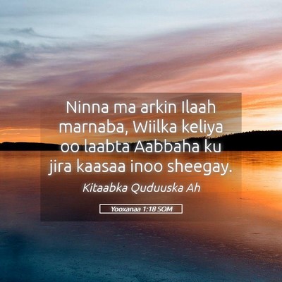 Picture 05 - Yooxanaa 1:18 SOM - Ninna ma arkin Ilaah marnaba, Wiilka keliya oo - Bible Verse Picture