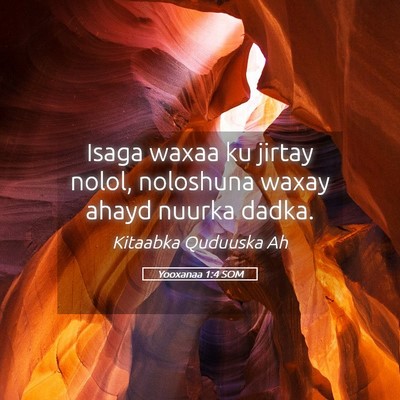Picture 05 - Yooxanaa 1:4 SOM - Isaga waxaa ku jirtay nolol, noloshuna waxay - Bible Verse Picture