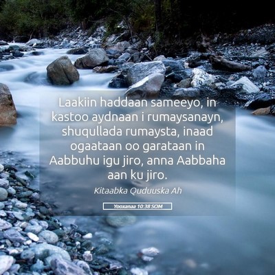 Picture 05 - Yooxanaa 10:38 SOM - Laakiin haddaan sameeyo, in kastoo aydnaan i - Bible Verse Picture