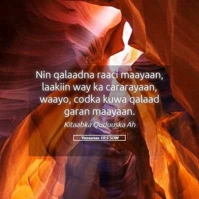 Picture 05 - Yooxanaa 10:5 SOM - Nin qalaadna raaci maayaan, laakiin way ka - Bible Verse Picture
