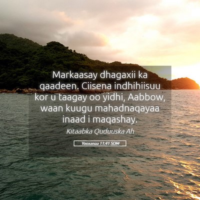 Picture 05 - Yooxanaa 11:41 SOM - Markaasay dhagaxii ka qaadeen. Ciisena - Bible Verse Picture