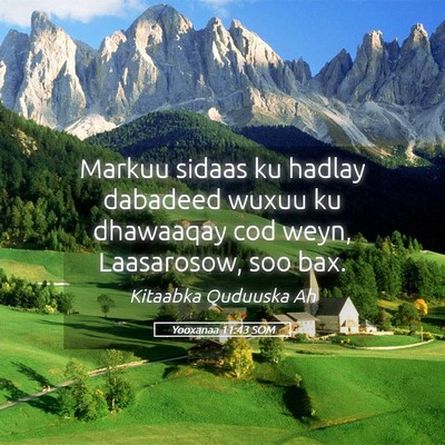 Picture 05 - Yooxanaa 11:43 SOM - Markuu sidaas ku hadlay dabadeed wuxuu ku - Bible Verse Picture