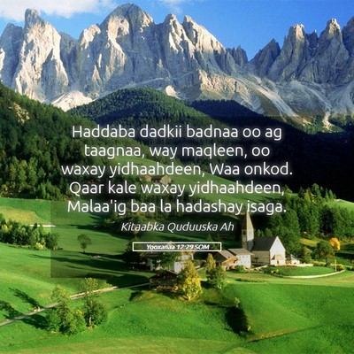 Picture 05 - Yooxanaa 12:29 SOM - Haddaba dadkii badnaa oo ag taagnaa, way maqleen, - Bible Verse Picture