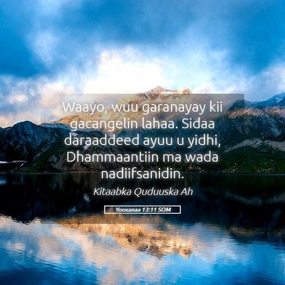 Picture 05 - Yooxanaa 13:11 SOM - Waayo, wuu garanayay kii gacangelin lahaa. Sidaa - Bible Verse Picture
