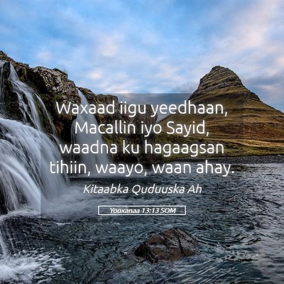 Picture 05 - Yooxanaa 13:13 SOM - Waxaad iigu yeedhaan, Macallin iyo Sayid, waadna - Bible Verse Picture