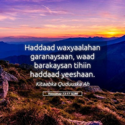 Picture 05 - Yooxanaa 13:17 SOM - Haddaad waxyaalahan garanaysaan, waad barakaysan - Bible Verse Picture