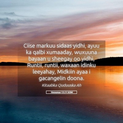 Picture 05 - Yooxanaa 13:21 SOM - Ciise markuu sidaas yidhi, ayuu ka qalbi - Bible Verse Picture