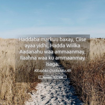 Picture 05 - Yooxanaa 13:31 SOM - Haddaba markuu baxay, Ciise ayaa yidhi, Hadda - Bible Verse Picture