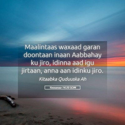 Picture 05 - Yooxanaa 14:20 SOM - Maalintaas waxaad garan doontaan inaan Aabbahay - Bible Verse Picture