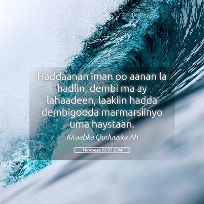 Picture 05 - Yooxanaa 15:22 SOM - Haddaanan iman oo aanan la hadlin, dembi ma ay - Bible Verse Picture