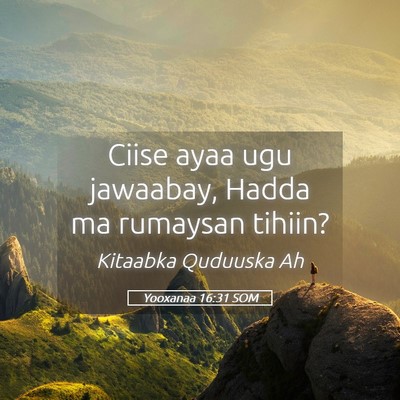 Picture 05 - Yooxanaa 16:31 SOM - Ciise ayaa ugu jawaabay, Hadda ma rumaysan - Bible Verse Picture