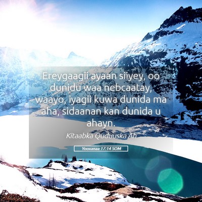Picture 05 - Yooxanaa 17:14 SOM - Ereygaagii ayaan siiyey, oo dunidu waa nebcaatay, - Bible Verse Picture