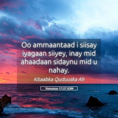 Picture 05 - Yooxanaa 17:22 SOM - Oo ammaantaad i siisay iyagaan siiyey, inay mid - Bible Verse Picture