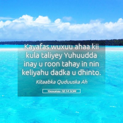 Picture 05 - Yooxanaa 18:14 SOM - Kayafas wuxuu ahaa kii kula taliyey Yuhuudda inay - Bible Verse Picture