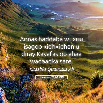 Picture 05 - Yooxanaa 18:24 SOM - Annas haddaba wuxuu isagoo xidhxidhan u diray - Bible Verse Picture