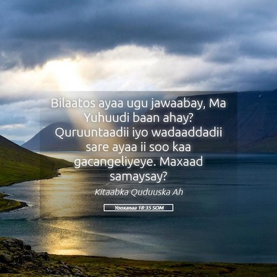 Picture 05 - Yooxanaa 18:35 SOM - Bilaatos ayaa ugu jawaabay, Ma Yuhuudi baan ahay? - Bible Verse Picture