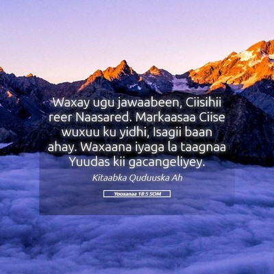 Picture 05 - Yooxanaa 18:5 SOM - Waxay ugu jawaabeen, Ciisihii reer Naasared. - Bible Verse Picture
