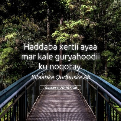 Picture 05 - Yooxanaa 20:10 SOM - Haddaba xertii ayaa mar kale guryahoodii ku - Bible Verse Picture