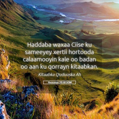 Picture 05 - Yooxanaa 20:30 SOM - Haddaba waxaa Ciise ku sameeyey xertii hortooda - Bible Verse Picture