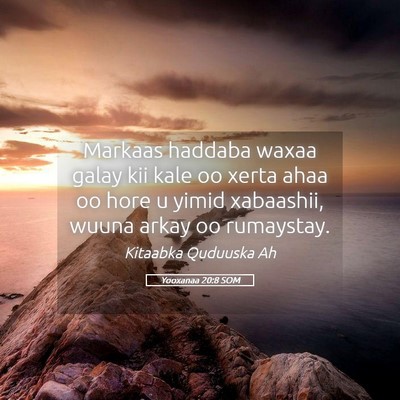 Picture 05 - Yooxanaa 20:8 SOM - Markaas haddaba waxaa galay kii kale oo xerta - Bible Verse Picture