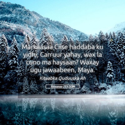 Picture 05 - Yooxanaa 21:5 SOM - Markaasaa Ciise haddaba ku yidhi, Carruur yahay, - Bible Verse Picture