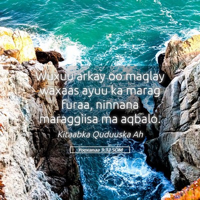 Picture 05 - Yooxanaa 3:32 SOM - Wuxuu arkay oo maqlay waxaas ayuu ka marag furaa, - Bible Verse Picture