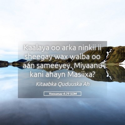 Picture 05 - Yooxanaa 4:29 SOM - Kaalaya oo arka ninkii ii sheegay wax walba oo - Bible Verse Picture