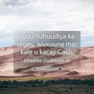 Picture 05 - Yooxanaa 4:3 SOM - ayuu Yuhuudiya ka tegey, wuxuuna mar kale u kacay - Bible Verse Picture