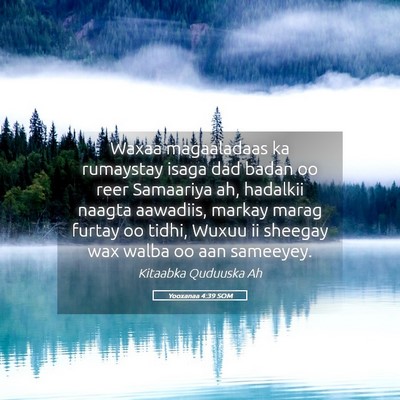 Picture 05 - Yooxanaa 4:39 SOM - Waxaa magaaladaas ka rumaystay isaga dad badan oo - Bible Verse Picture