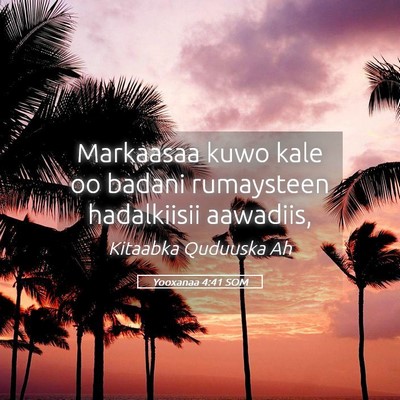 Picture 05 - Yooxanaa 4:41 SOM - Markaasaa kuwo kale oo badani rumaysteen - Bible Verse Picture