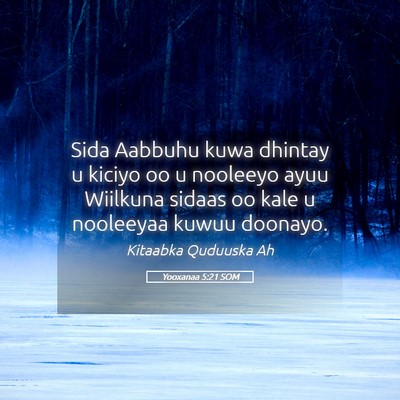 Picture 05 - Yooxanaa 5:21 SOM - Sida Aabbuhu kuwa dhintay u kiciyo oo u nooleeyo - Bible Verse Picture