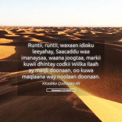 Picture 05 - Yooxanaa 5:25 SOM - Runtii, runtii, waxaan idinku leeyahay, Saacaddu - Bible Verse Picture
