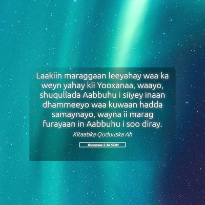 Picture 05 - Yooxanaa 5:36 SOM - Laakiin maraggaan leeyahay waa ka weyn yahay kii - Bible Verse Picture