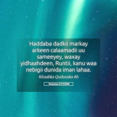 Picture 05 - Yooxanaa 6:14 SOM - Haddaba dadkii markay arkeen calaamadii uu - Bible Verse Picture