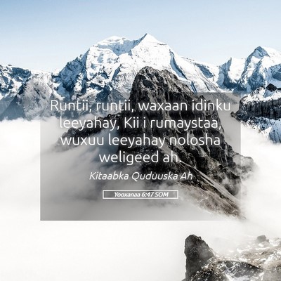 Picture 05 - Yooxanaa 6:47 SOM - Runtii, runtii, waxaan idinku leeyahay, Kii i - Bible Verse Picture
