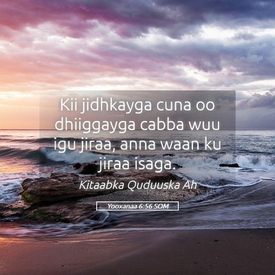Picture 05 - Yooxanaa 6:56 SOM - Kii jidhkayga cuna oo dhiiggayga cabba wuu igu - Bible Verse Picture