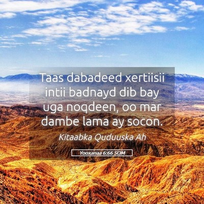 Picture 05 - Yooxanaa 6:66 SOM - Taas dabadeed xertiisii intii badnayd dib bay uga - Bible Verse Picture