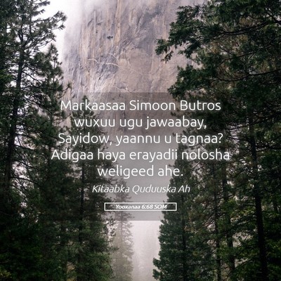 Picture 05 - Yooxanaa 6:68 SOM - Markaasaa Simoon Butros wuxuu ugu jawaabay, - Bible Verse Picture