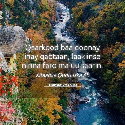 Picture 05 - Yooxanaa 7:44 SOM - Qaarkood baa doonay inay qabtaan, laakiinse ninna - Bible Verse Picture