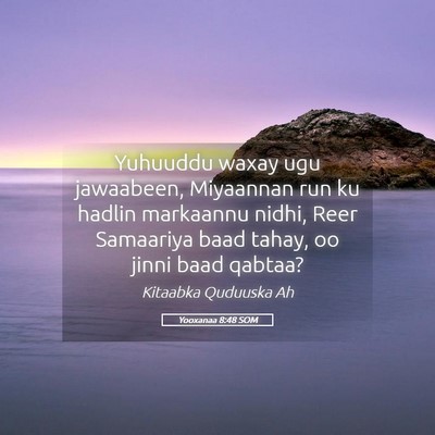 Picture 05 - Yooxanaa 8:48 SOM - Yuhuuddu waxay ugu jawaabeen, Miyaannan run ku - Bible Verse Picture