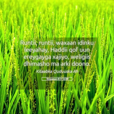 Picture 05 - Yooxanaa 8:51 SOM - Runtii, runtii, waxaan idinku leeyahay, Haddii - Bible Verse Picture