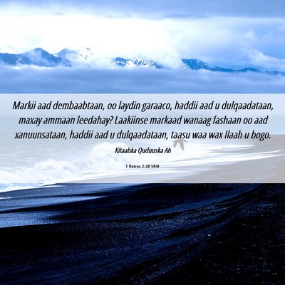 Picture 06 - 1 Butros 2:20 SOM - Markii aad dembaabtaan, oo laydin garaaco, haddii - Bible Verse Picture
