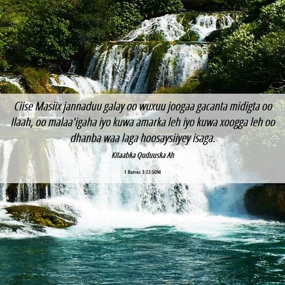 Picture 06 - 1 Butros 3:22 SOM - Ciise Masiix jannaduu galay oo wuxuu joogaa - Bible Verse Picture